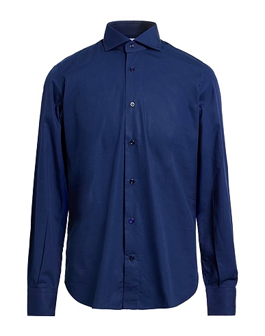 MAZZARELLI Solid color shirt Midnight blue 100% Cotton