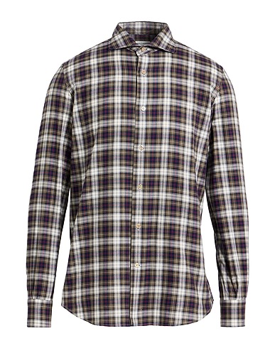 MAZZARELLI Checked shirt Sage green 100% Cotton