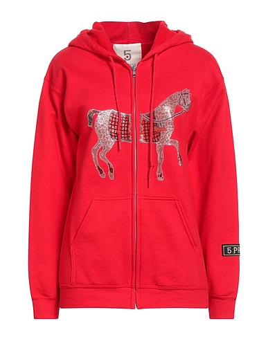 5 PROGRESS Hooded track jacket  Red 80% Cotton, 20% Polyester