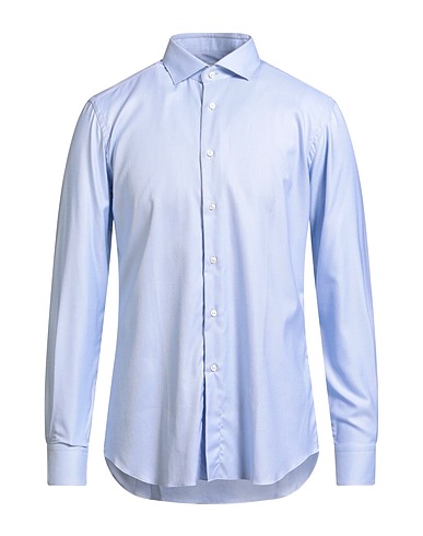 XACUS Patterned shirt Light blue 100% Cotton
