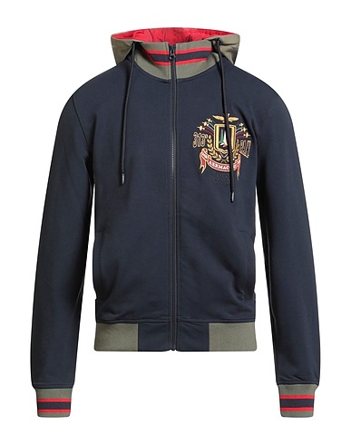 AERONAUTICA MILITARE Hooded track jacket  FRECCE TRICOLORI Midnight blue 95% Cotton, 5% Elastane