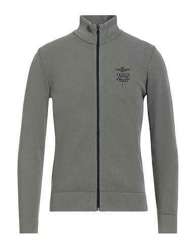 AERONAUTICA MILITARE Cardigan FRECCE TRICOLORI Sage green 75% Cotton, 25% Lyocell