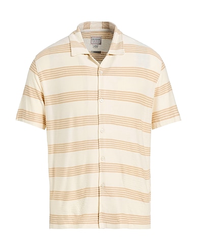 GUESS Striped shirt Ivory 95% Viscose, 5% Elastane