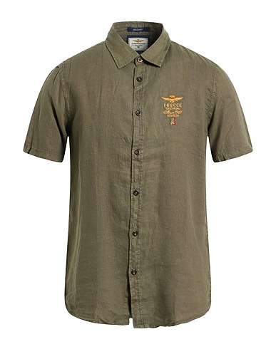 AERONAUTICA MILITARE Linen shirt VERDE MILITARE 100% Linen