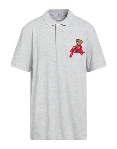 GUESS Polo shirt Light grey 95% Cotton, 5% Viscose