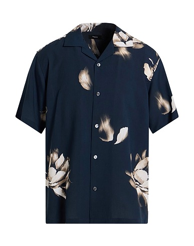 THEORY Patterned shirt Midnight blue 100% Lyocell