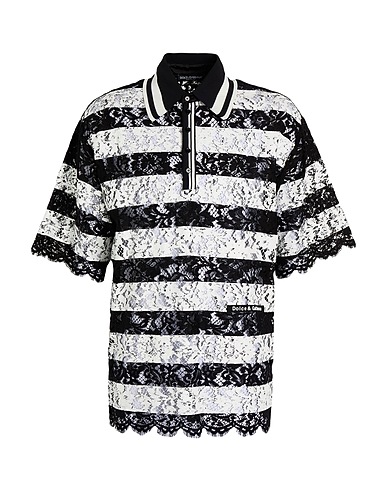 DOLCE&GABBANA Polo shirt Black 49% Cotton, 37% Viscose, 8% Polyamide, 6% Polyester