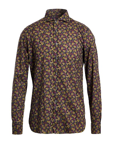 ORIAN Patterned shirt Khaki 100% Cotton