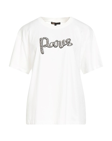 MAJE T-Shirt Elfenbein Organische Baumwolle, Elastan, Polyester, Glas