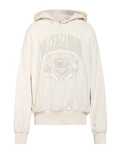 DOLCE&GABBANA Hooded track jacket  Cream 100% Cotton, Polyester, Elastane