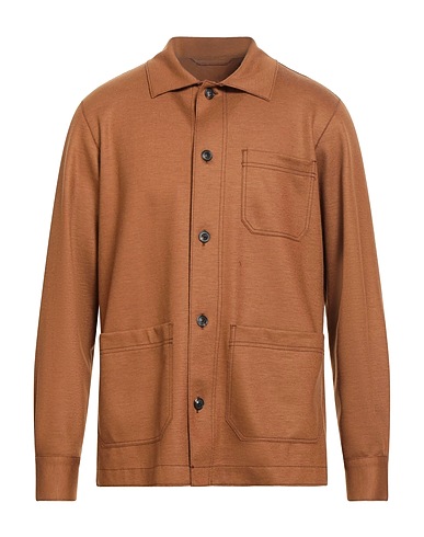 WINDSOR. Solid colour shirt Tan 61% Wool, 37% Polyamide, 2% Elastane