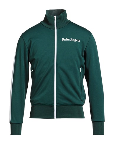 PALM ANGELS Sweatshirt Emerald green 100% Recycled polyester, Elastane