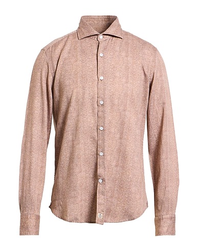 SONRISA Μονόχρωμο πουκάμισο Ανοιχτό καφέ 100% Βαμβάκι