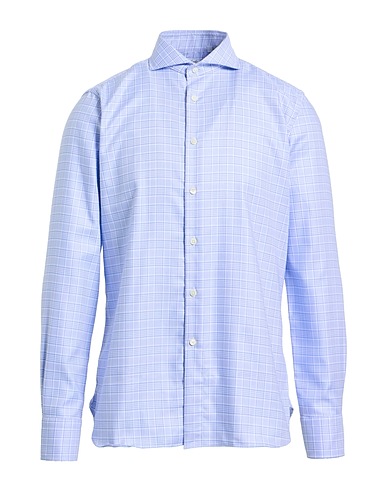AGHO Patterned shirt Light blue 100% Cotton