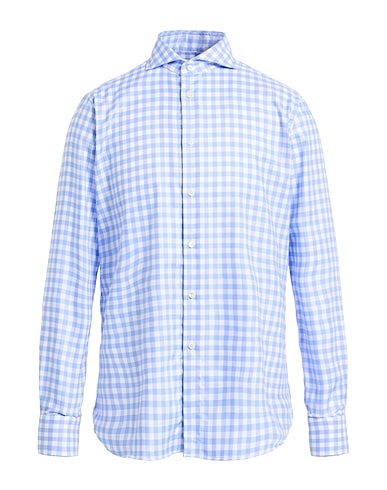 AGHO Checked shirt Light blue 100% Cotton