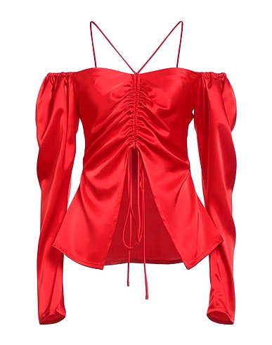 DAVID KOMA Off-the-shoulder top Red 78% Triacetate, 22% Polyester