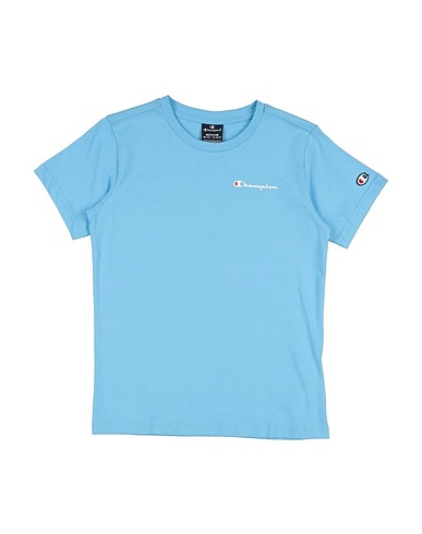 CHAMPION T-shirt Celeste 100% Cotone