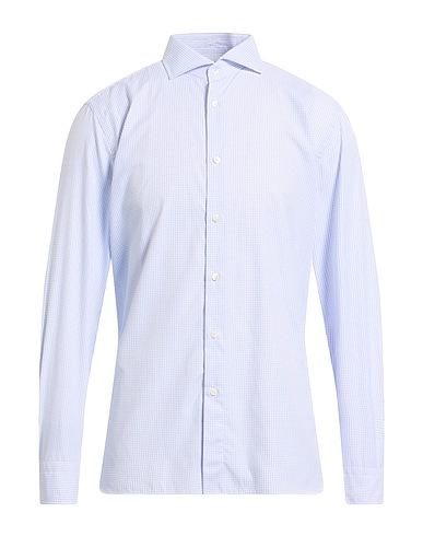 AGHO 체크 셔츠 아주르 블루 100% 코튼