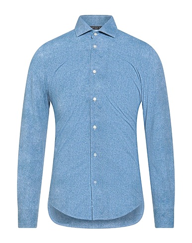 BRIAN DALES Solid color shirt Blue 86% Polyamide, 14% Elastane