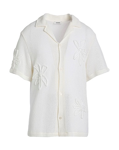 SANDRO Shirts Ivory 55% Polyester, 45% Cotton