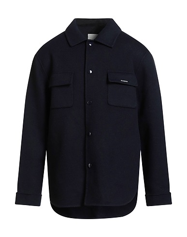 SANDRO Solid colour shirt Midnight blue 100% Wool