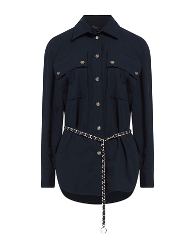 MAJE Solid colour shirts & blouses Midnight blue 97% Organic cotton, 3% Elastane, Brass