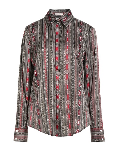 CAMICETTASNOB Striped shirt Dark green 59% Viscose, 33% Silk, 8% Elastane