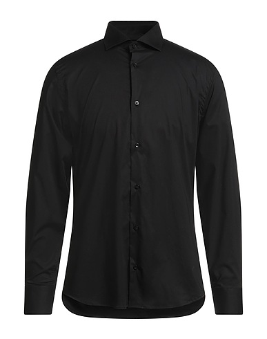 EXTE Solid colour shirt Black 97% Cotton, 3% Elastane