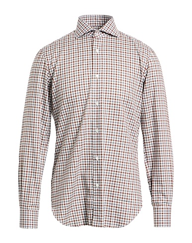 BARBA Napoli Checked shirt Chocolate brown 100% Cotton