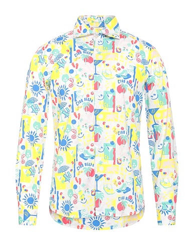 MANUEL RITZ Patterned shirt White 97% Cotton, 3% Elastane