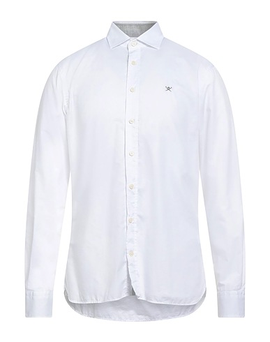 HACKETT Solid colour shirt White 58% Cotton, 42% Lyocell
