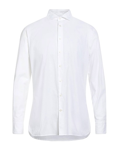 HACKETT Solid color shirt White 98% Cotton, 2% Elastane