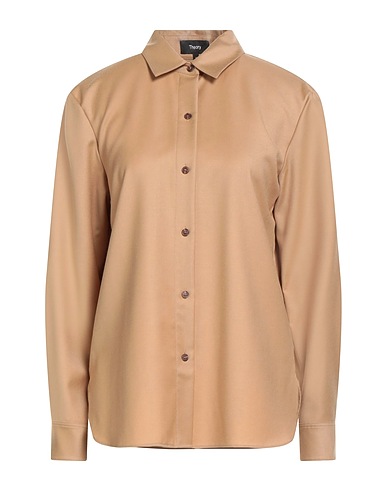 THEORY Solid colour shirts & blouses Camel 100% Virgin Wool