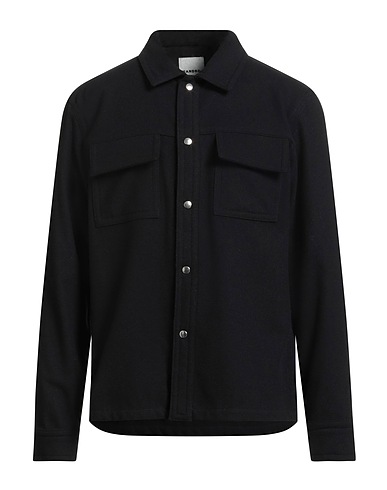 SANDRO Einfarbiges Hemd Nachtblau 64% Wolle, 35% Polyester, 1% Andere Fasern