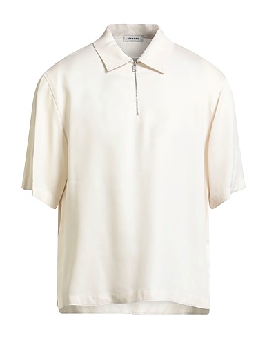 SANDRO Polo shirt Ivory 67% Lyocell, 33% Viscose