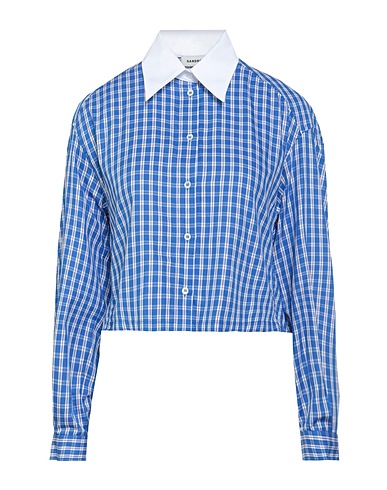 SANDRO Kariertes Hemd Blau 100% Baumwolle, Perlmutt