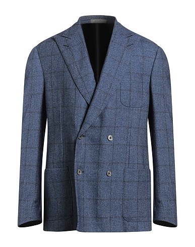 CORNELIANI Blazer Slate blue 55% Virgin Wool, 35% Cotton, 10% Silk