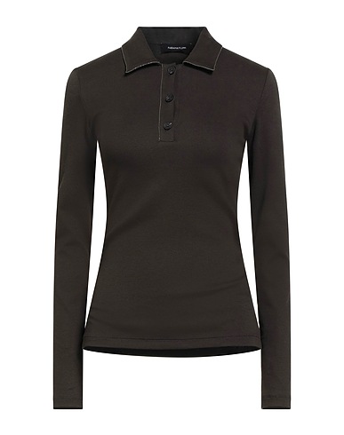 FABIANA FILIPPI Polo shirt Charcoal 94% Cotton, 6% Elastane