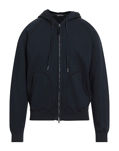 TOM FORD Hooded sweatshirt Midnight blue 100% Cotton, Lambskin