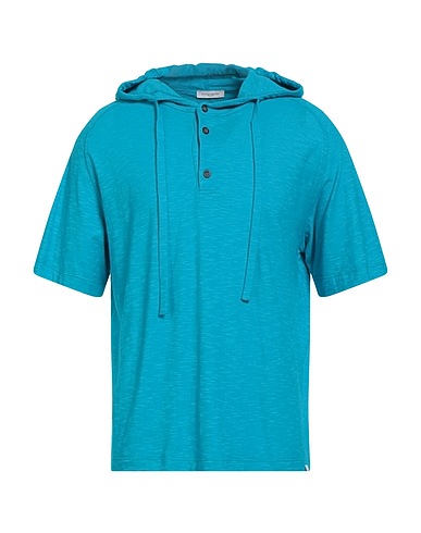 PAOLO PECORA T-shirt Turquoise 90% Cotton, 10% Linen