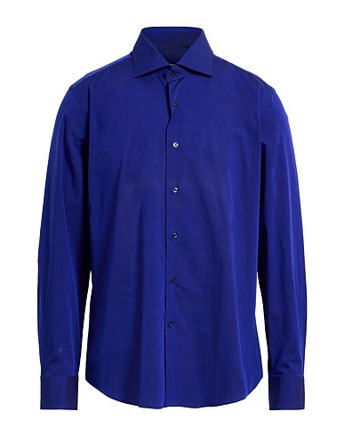RODRIGO Solid colour shirt Blue 97% Cotton, 3% Elastane