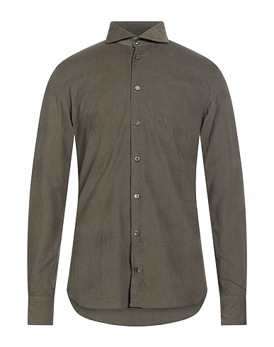 EDWARD COPPER Camicia tinta unita Verde militare 100% Cotone