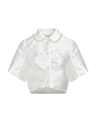 SANDRO Shirts White 85% Polyester, 15% Silk