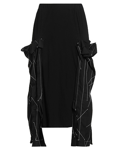 YOHJI YAMAMOTO Midi skirt Black 100% Cotton, Polyester