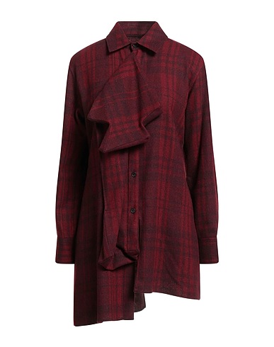 YOHJI YAMAMOTO Checked shirt COLLECTIONS Burgundy 70% Wool, 10% Nylon, 10% Acrylic, 10% Polyester
