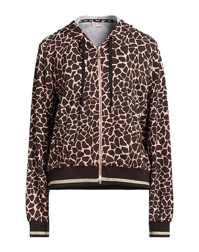 LIU •JO Hooded track jacket  Dark brown 82% Viscose, 13% Polyamide, 5% Elastane, Metallic Polyester