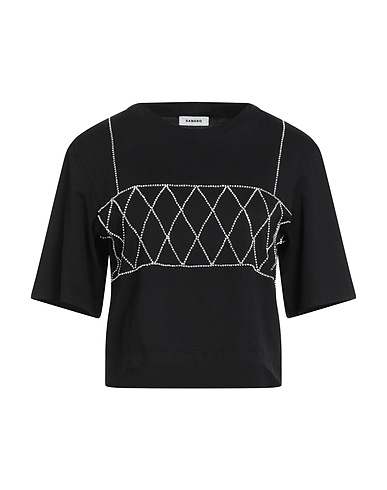 SANDRO Crop top Nero 100% Cotone