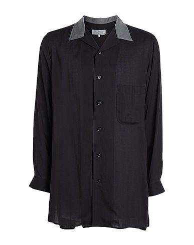 YOHJI YAMAMOTO POUR HOMME Solid colour shirt Black 100% Cellulose, Cotton, Silk