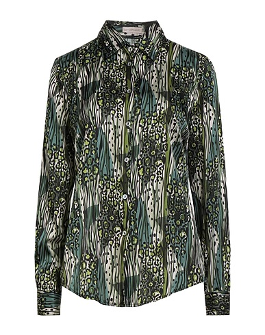 CAMICETTASNOB Camicie e bluse a fiori Verde scuro 59% Viscosa, 33% Seta, 8% Elastan