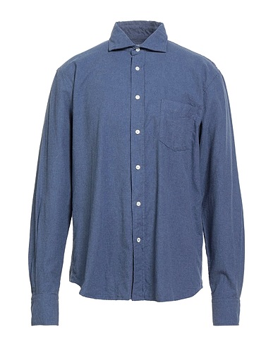 HARTFORD Solid colour shirt Slate blue 100% Cotton
